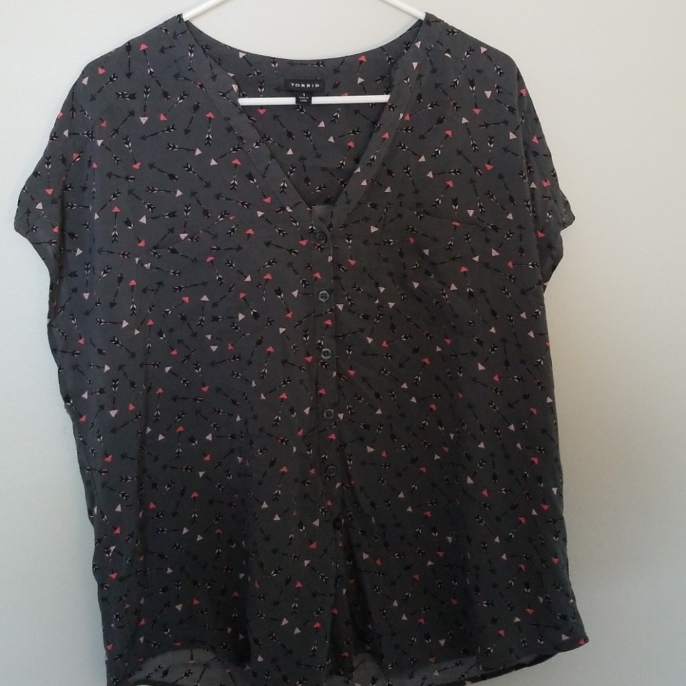 Gray dolman challis blouse
